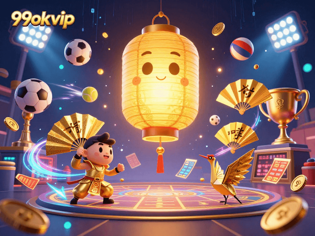 Experience the excitement of 99okvip as animated spirits and winning sports elements come to life.