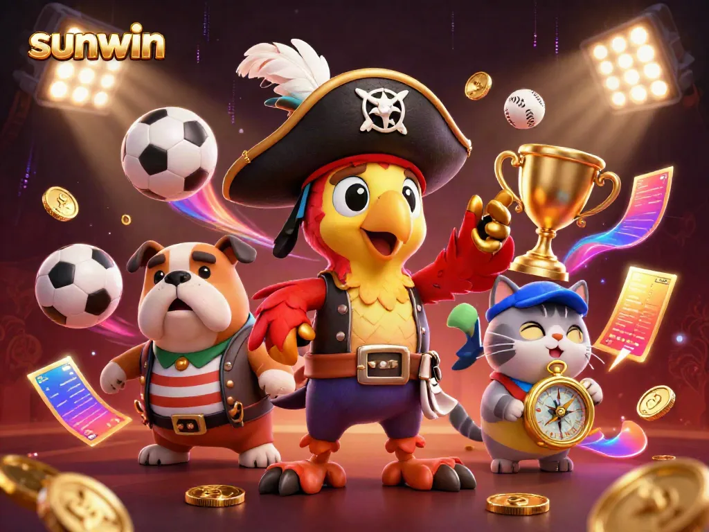 Experience the thrill of sunwin with a dynamic casino scene featuring lively pirate characters.