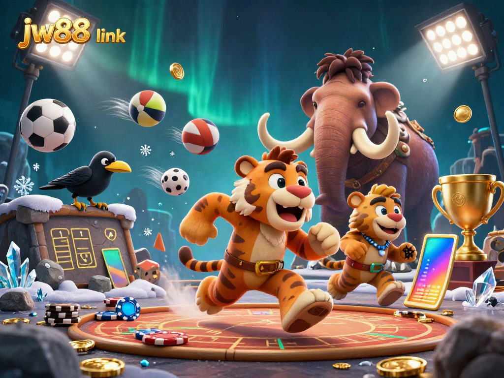 Experience exhilarating gaming with the jw88 link in a vibrant prehistoric casino scene.