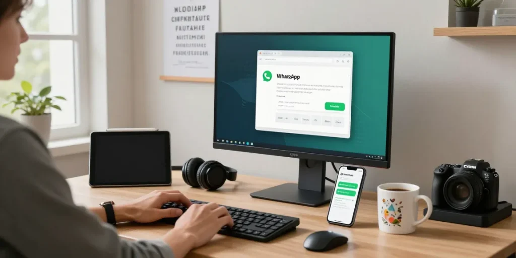 Engaging workspace featuring WhatsApp電腦版 on a modern desktop for effective communication.