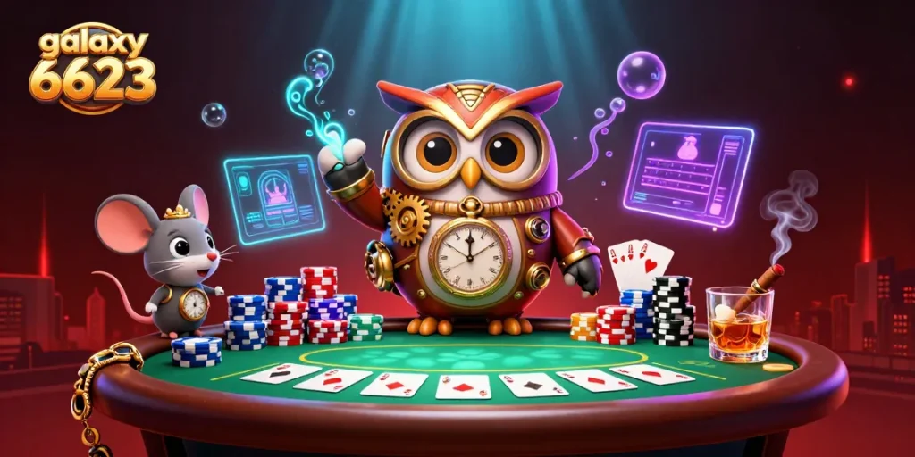 Engage in the vibrant world of galaxy 6623 with steampunk elements, poker action, and immersive game design.