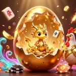 Experience the excitement of FIVE88 with a dramatic 3D illustration of golden gaming elements and characters.