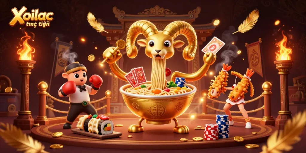 Xoilac trực tuyến offers vibrant viewing of live sports with dynamic characters in an upbeat gambling scene.
