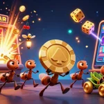 Join the fun at xo 88 with ants carrying a massive poker chip through a dazzling casino scene!