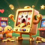PG99 showcases a golden slot machine celebrating a jackpot, surrounded by cheering mini slot machines and game elements.