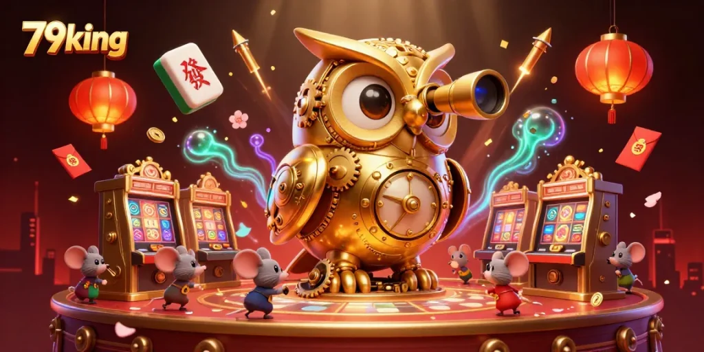 Experience the excitement of 79king with cartoon characters enjoying vibrant casino activities.