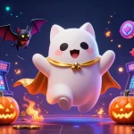 Experience thrilling gameplay with F8bet in this vibrant haunted casino illustration.