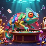 Engage with australian online pokies through dynamic gameplay featuring vibrant chameleon and slot reels.
