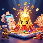 Engage with exciting games at 92lottery, where a triumphant volcano explodes with coins and gems.